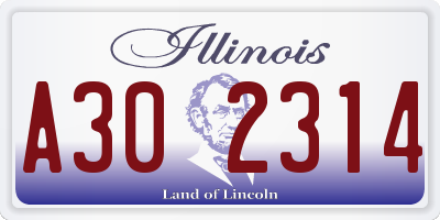 IL license plate A302314