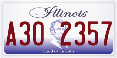 IL license plate A302357