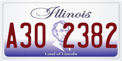IL license plate A302382