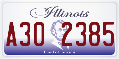 IL license plate A302385