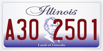 IL license plate A302501