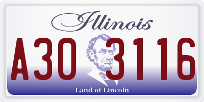 IL license plate A303116