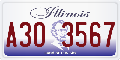 IL license plate A303567