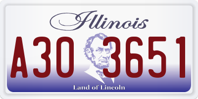 IL license plate A303651