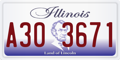IL license plate A303671