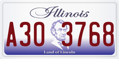 IL license plate A303768