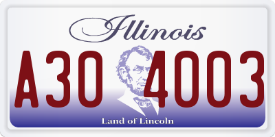 IL license plate A304003