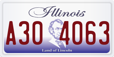 IL license plate A304063