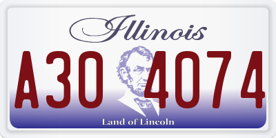 IL license plate A304074