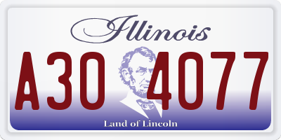 IL license plate A304077