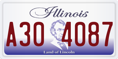IL license plate A304087