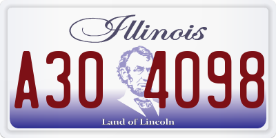 IL license plate A304098