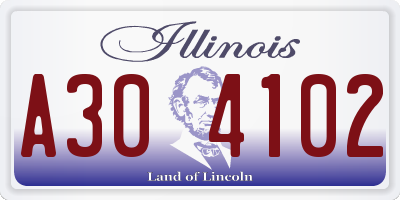 IL license plate A304102