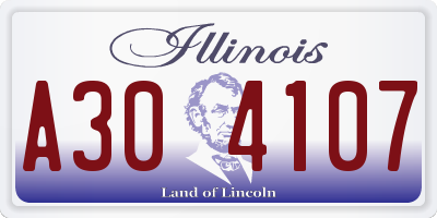 IL license plate A304107