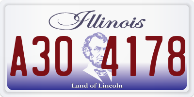 IL license plate A304178