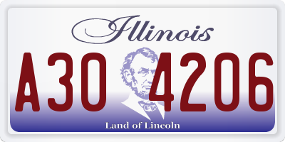 IL license plate A304206