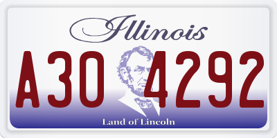 IL license plate A304292