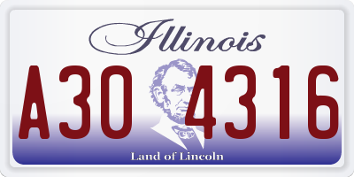 IL license plate A304316