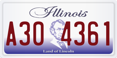 IL license plate A304361