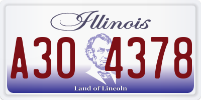 IL license plate A304378