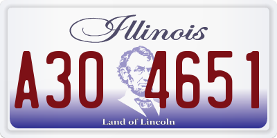 IL license plate A304651