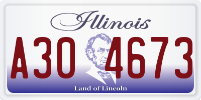 IL license plate A304673