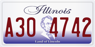 IL license plate A304742