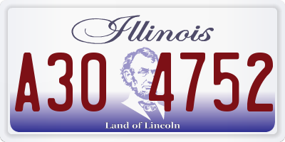 IL license plate A304752