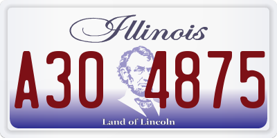IL license plate A304875