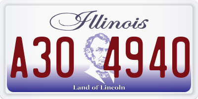 IL license plate A304940