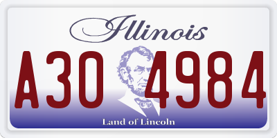 IL license plate A304984