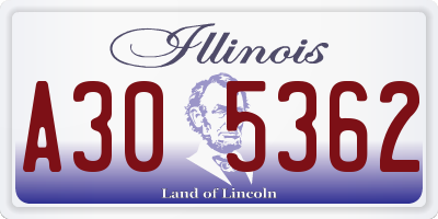 IL license plate A305362
