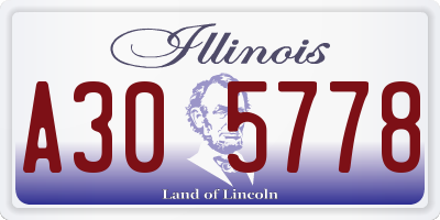 IL license plate A305778