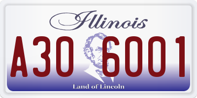 IL license plate A306001