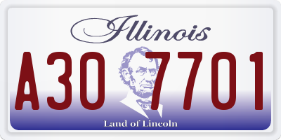 IL license plate A307701