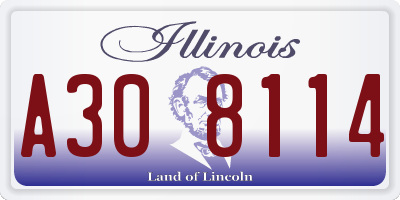 IL license plate A308114