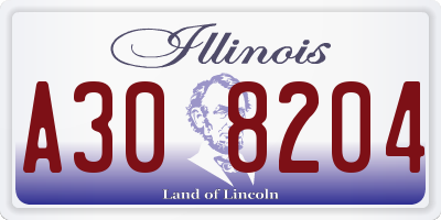 IL license plate A308204
