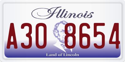 IL license plate A308654