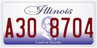 IL license plate A308704
