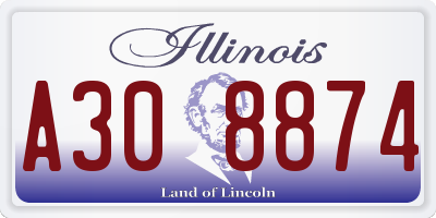 IL license plate A308874