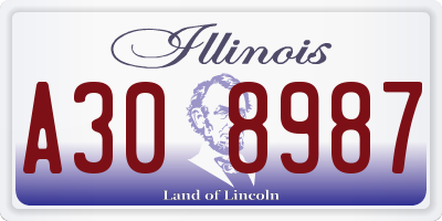 IL license plate A308987