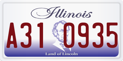 IL license plate A310935