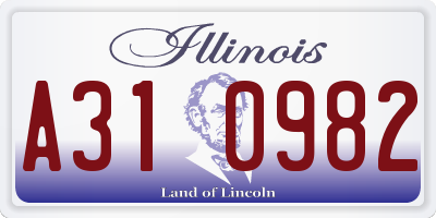 IL license plate A310982