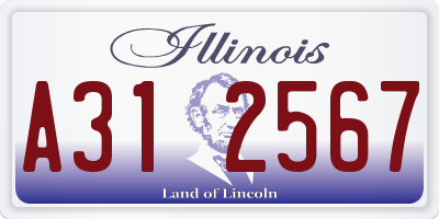 IL license plate A312567