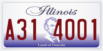IL license plate A314001
