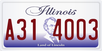 IL license plate A314003
