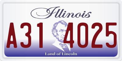 IL license plate A314025