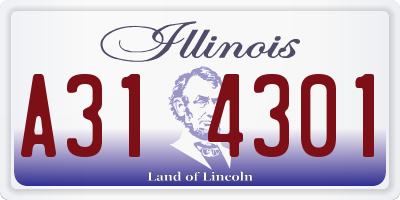 IL license plate A314301