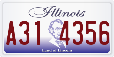 IL license plate A314356