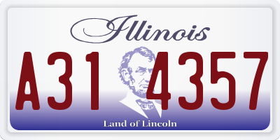 IL license plate A314357